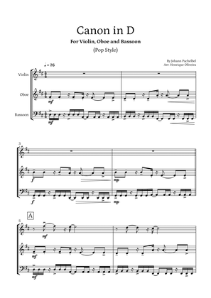 Canon in D (Pop Style) - For Violin, Oboe and Bassoon