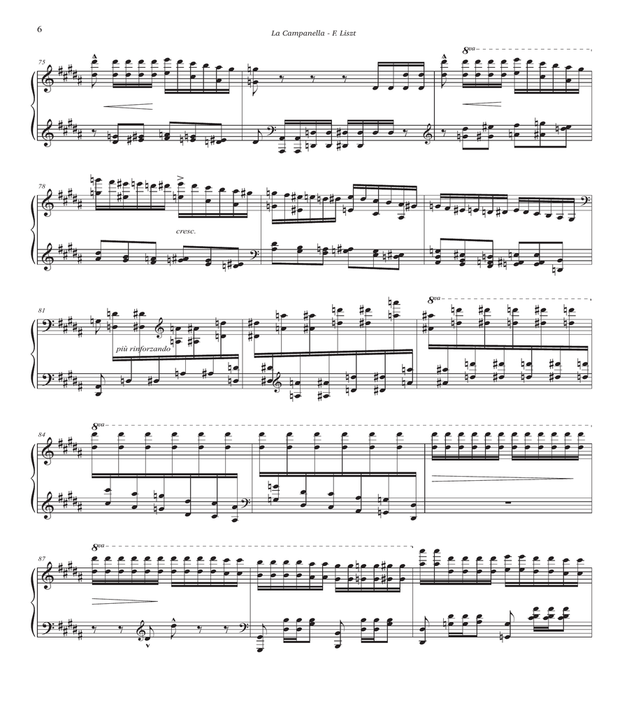 La Campanella (Advanced Intermediate) - Original key (G# minor) Piano Solo scores gallery preview page 6