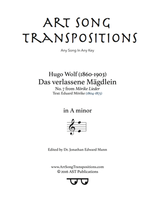 WOLF: Das verlassene Mägdlein (transposed to A minor)