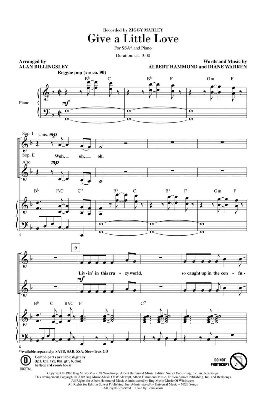 Give A Little Love SSA scores gallery preview page 1