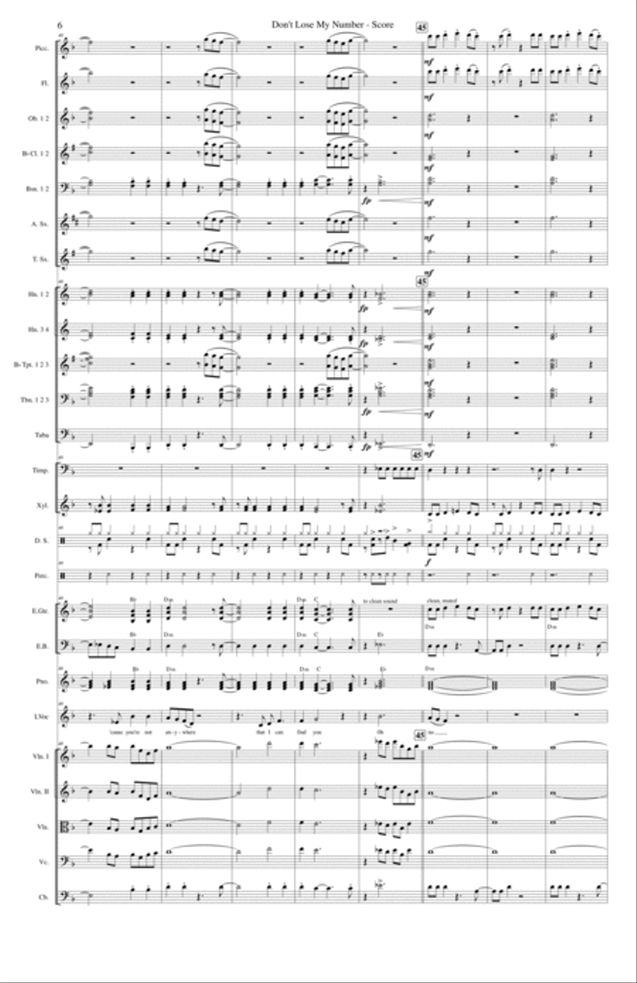 Don't Lose My Number Full Orchestra scores gallery preview page 6