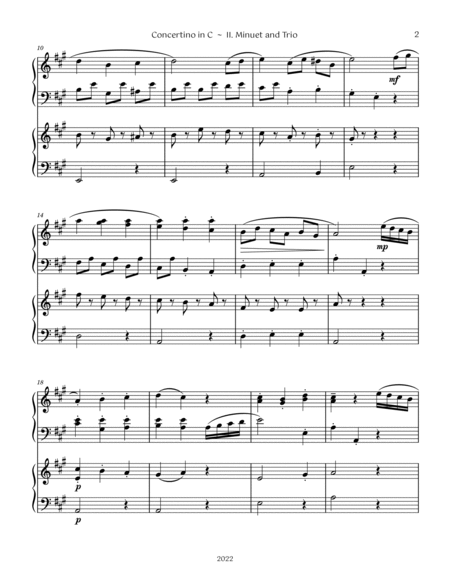Concertino in C major II. Minuet and Trio for Early Intermediate Piano image number null