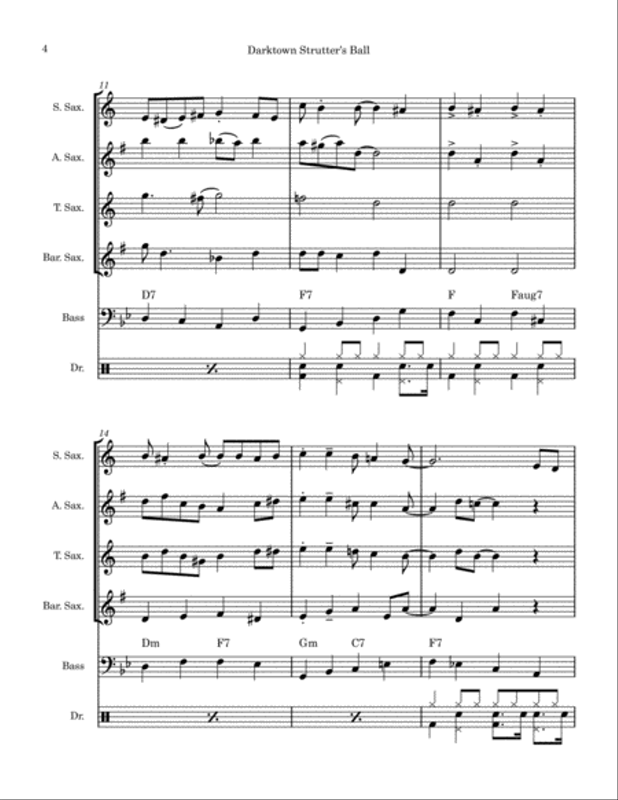 Darktown Strutter's Ball (Saxophone Quartet) Saxophone Quartet scores gallery preview page 4