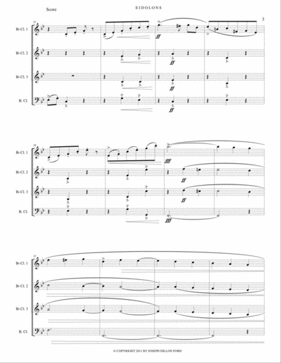 Eidolons for clarinet quartet in memory of Johannes Brahms Clarinet Quartet scores gallery preview page 3