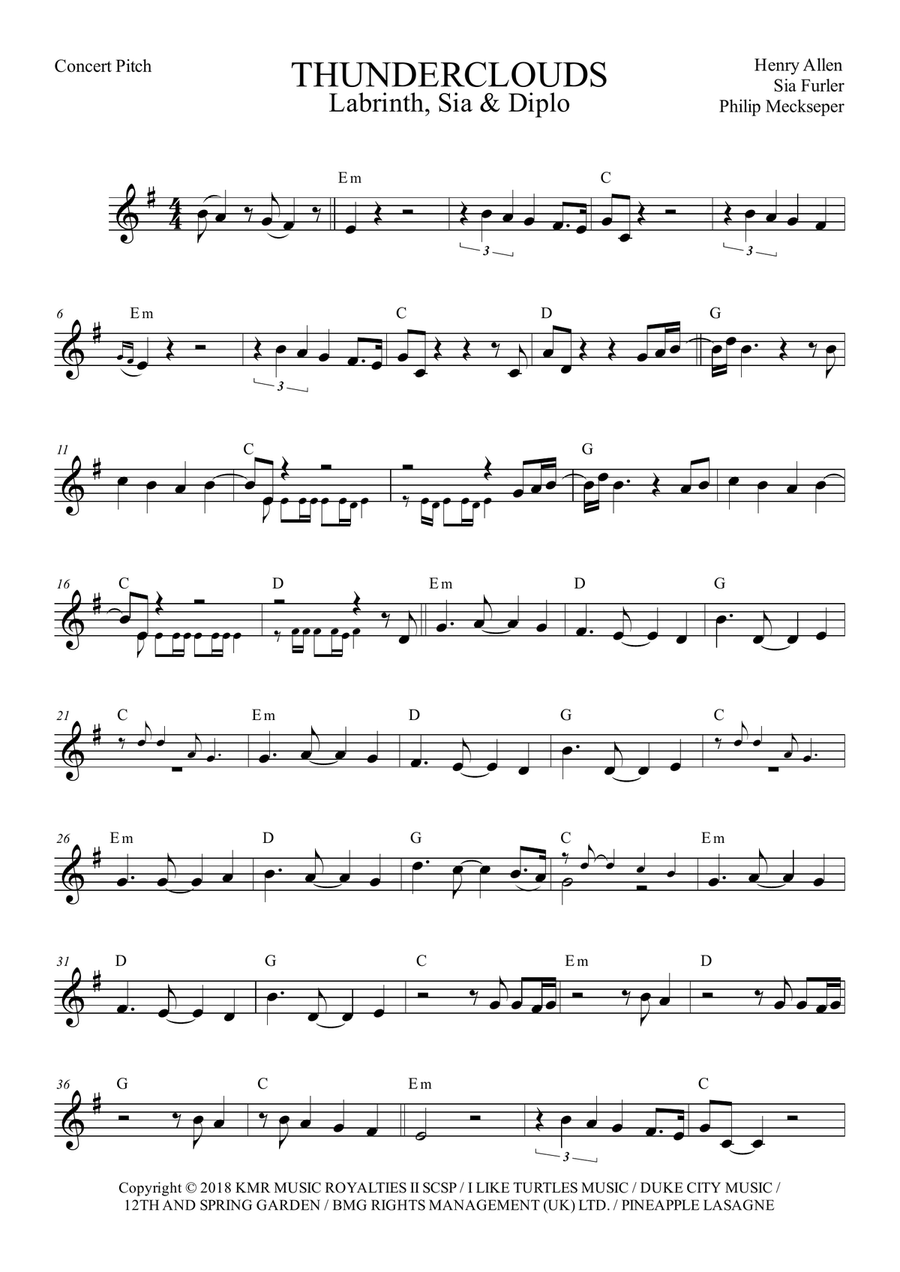 Thunderclouds Piano scores gallery preview page 1