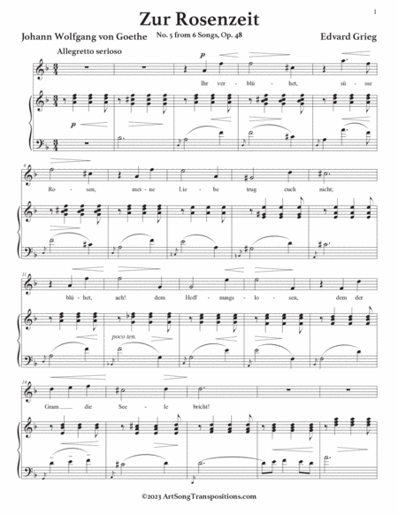 GRIEG: Zur Rosenzeit, Op. 48 no. 5 (transposed to D minor)