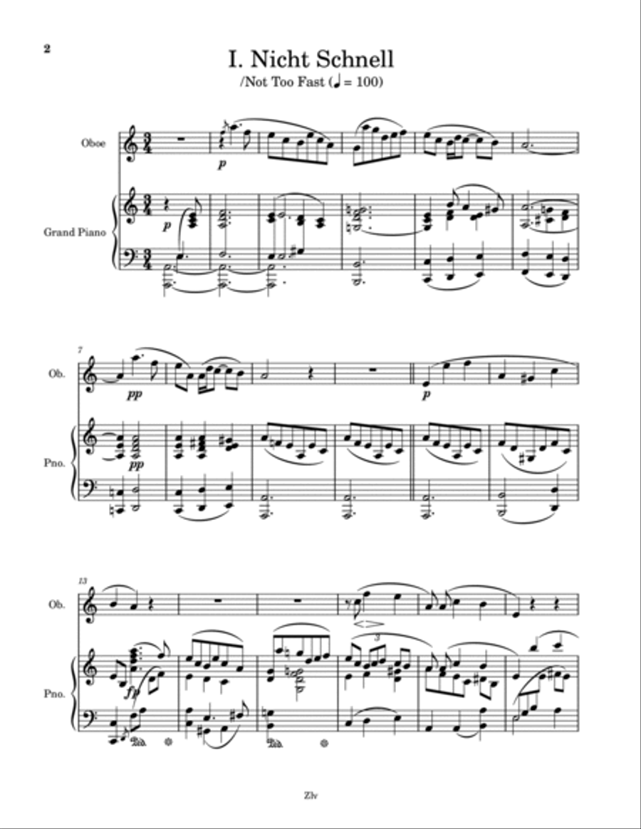 3 Romances, Op. 94 for Oboe and Piano - Robert Schumann Piano scores gallery preview page 2