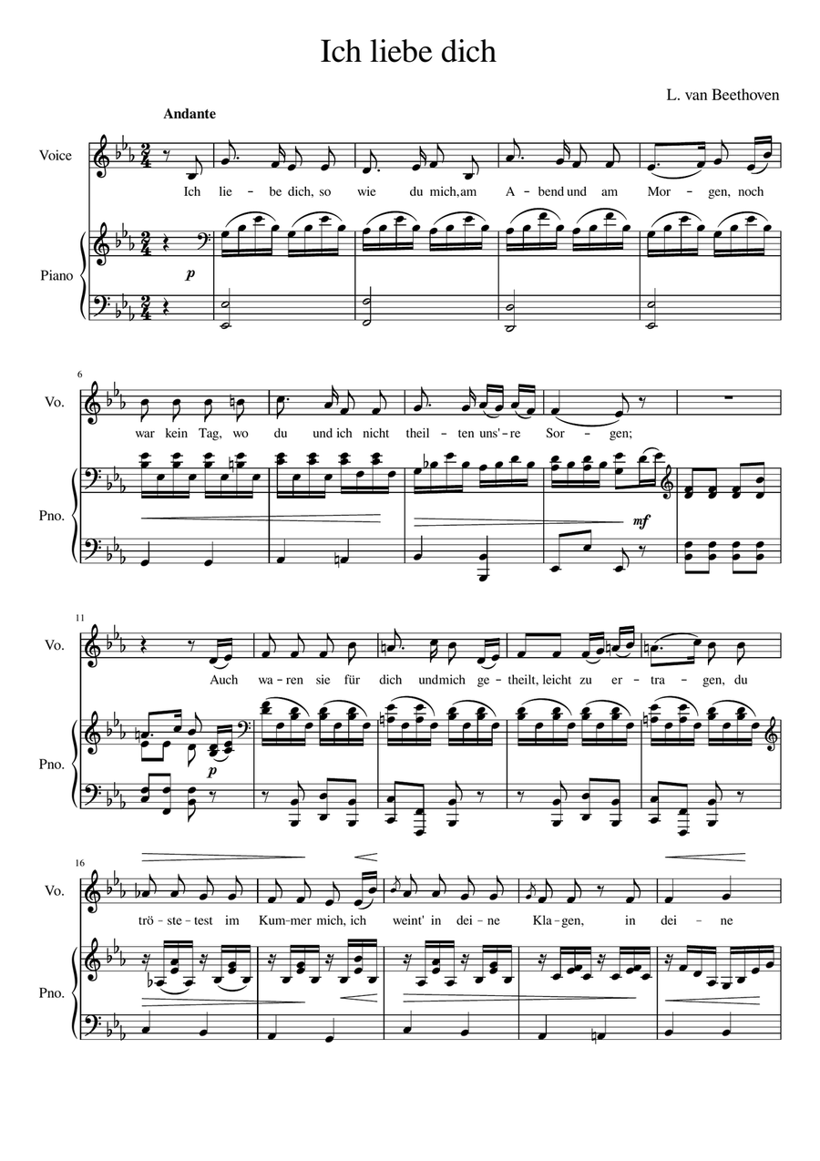 Ich liebe dich - Eb Major Voice Solo scores gallery preview page 4