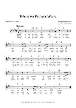 Book cover for This Is My Father's World (Key of E Major)