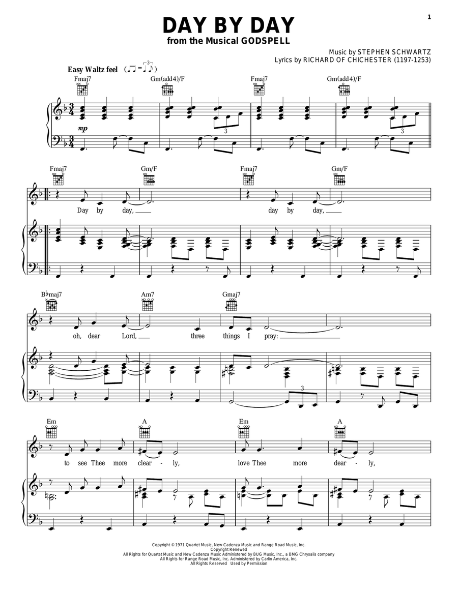 Day By Day (from Godspell) Guitar scores gallery preview page 1