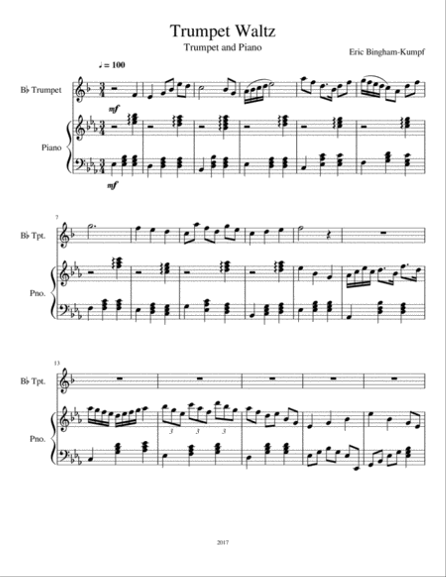 Trumpet Waltz Trumpet Waltz Trumpet Solo scores gallery preview page 1