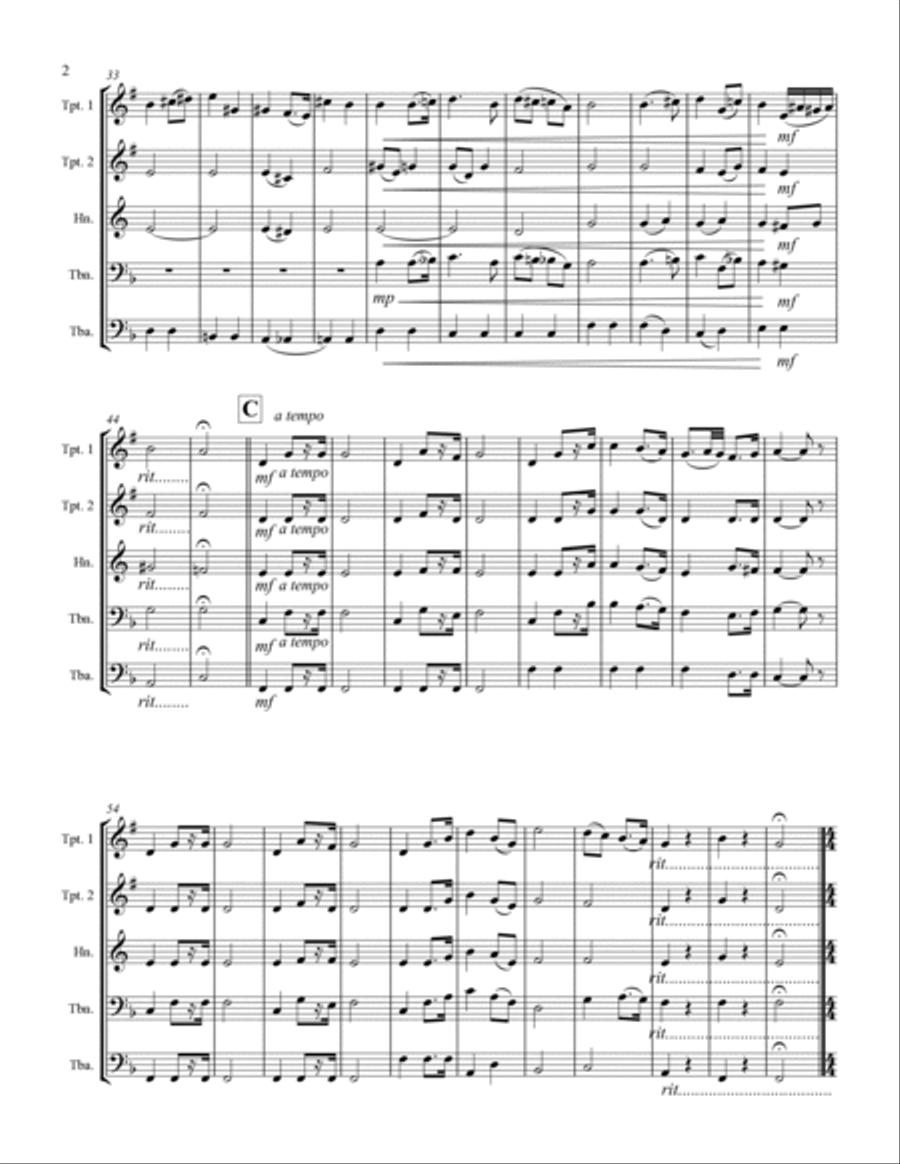 Wedding Processional & Recessional (for Brass Quintet) Brass Quintet scores gallery preview page 3