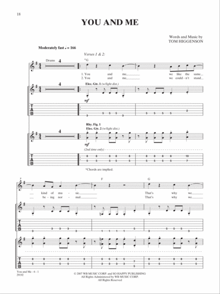 You and Me You and Me Guitar Tablature scores gallery preview page 1