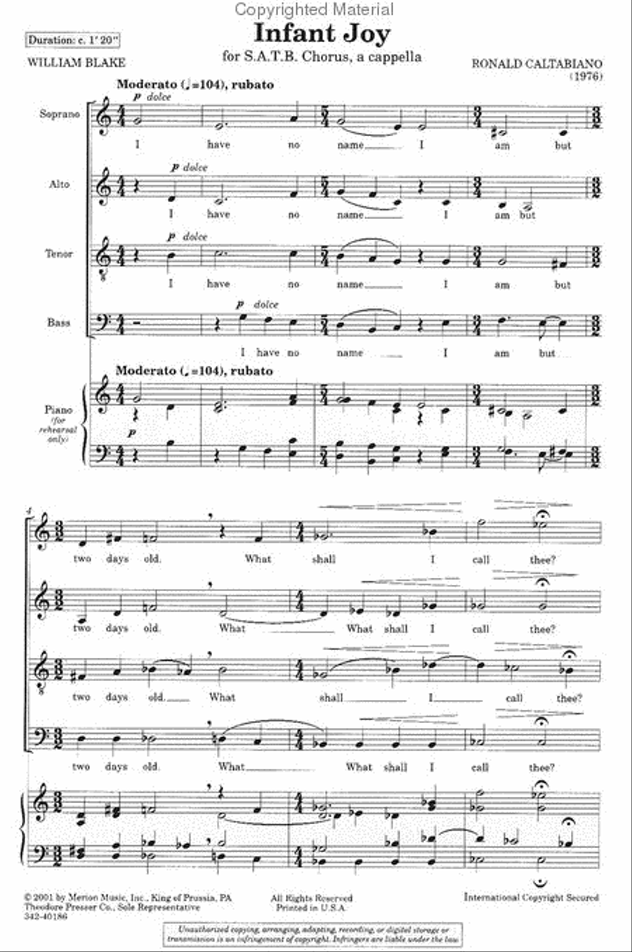 Infant Joy Infant Joy 4-Part scores gallery preview page 2