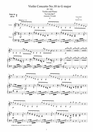 Vivaldi - Violin Concerto No.10 in G major RV 300 Op.9 for Violin and Piano