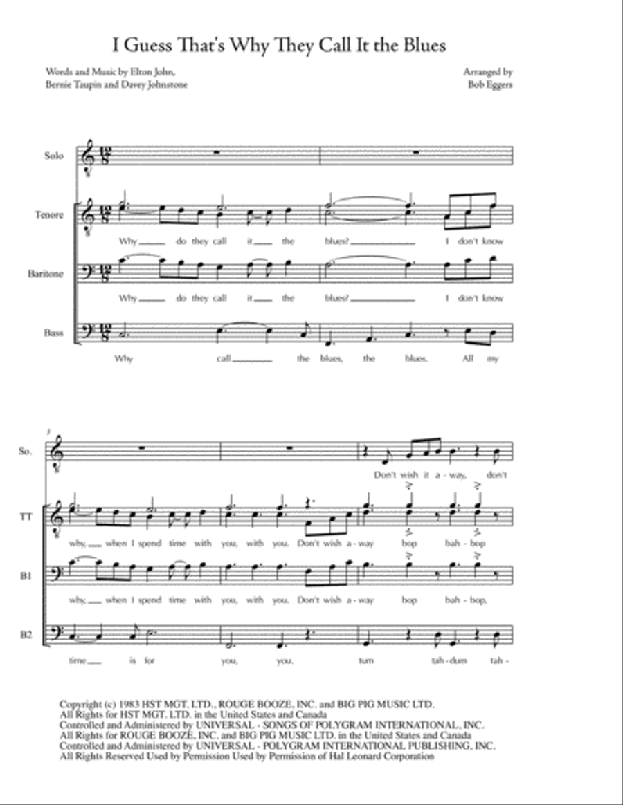 I Guess That's Why They Call It The Blues Choir scores gallery preview page 1