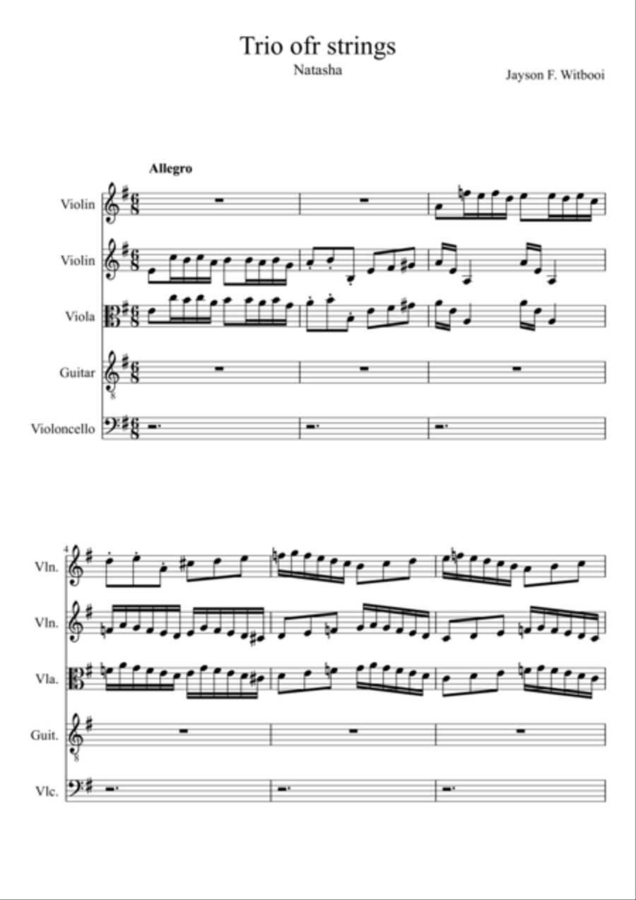 Guitar Trio 3 II mov Allegro Small Ensemble scores gallery preview page 1