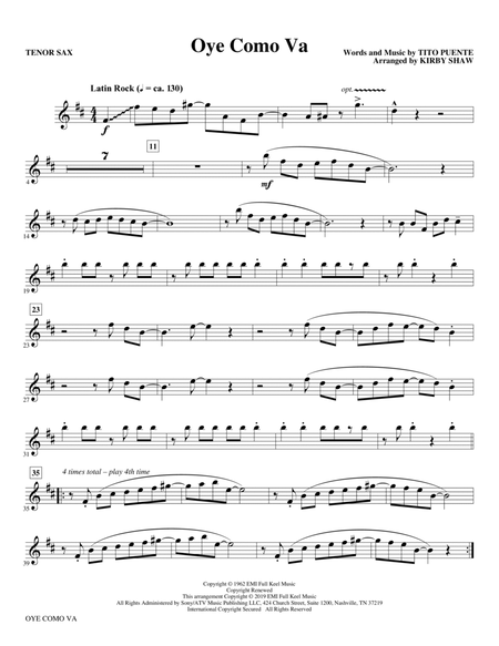 Oye Como Va (arr. Kirby Shaw) - Bb Tenor Saxophone