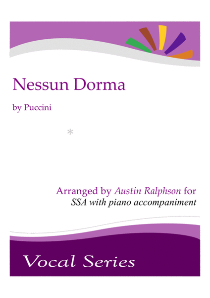 Nessun Dorma - SSA and piano with FREE BACKING TRACKS to sing along to. Italian AND English versions image number null
