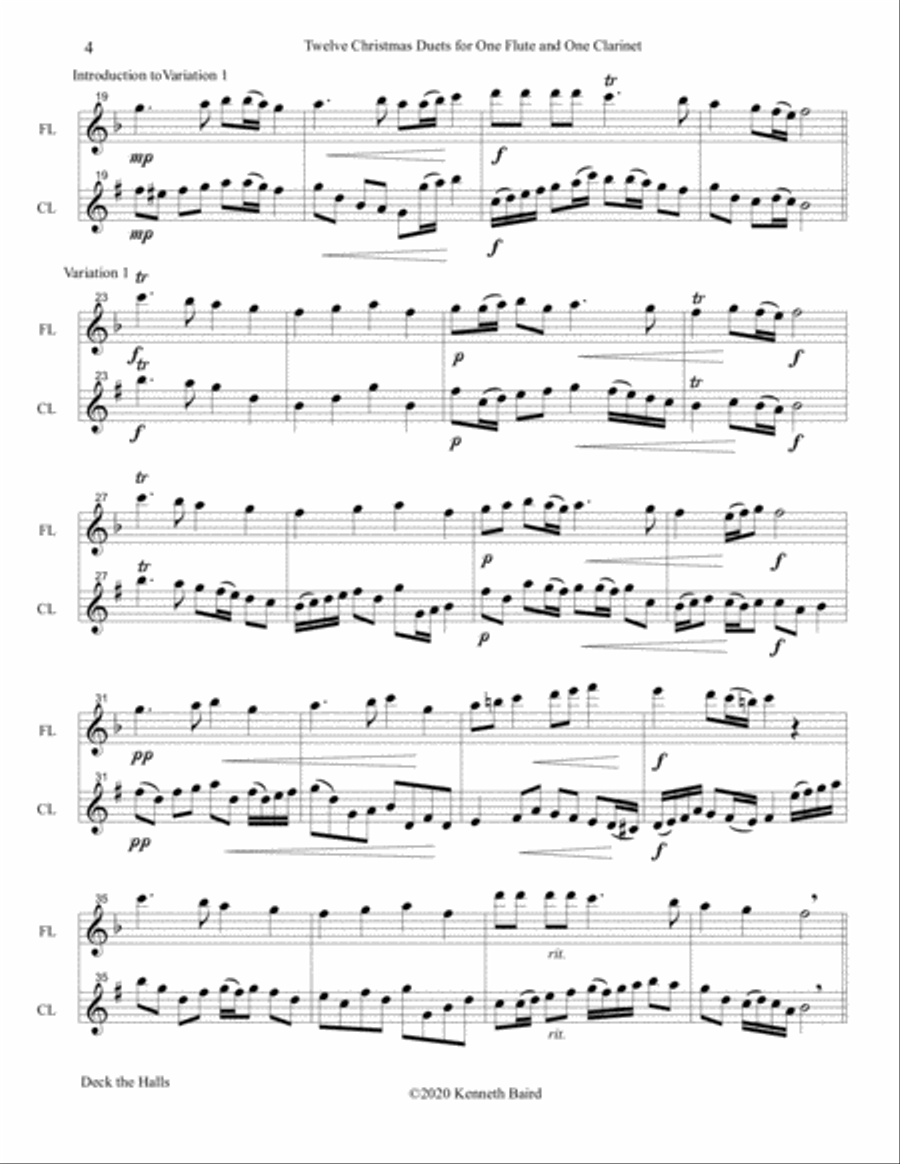 12 Christmas Duets for Flute and Clarinet Woodwind Duet scores gallery preview page 4