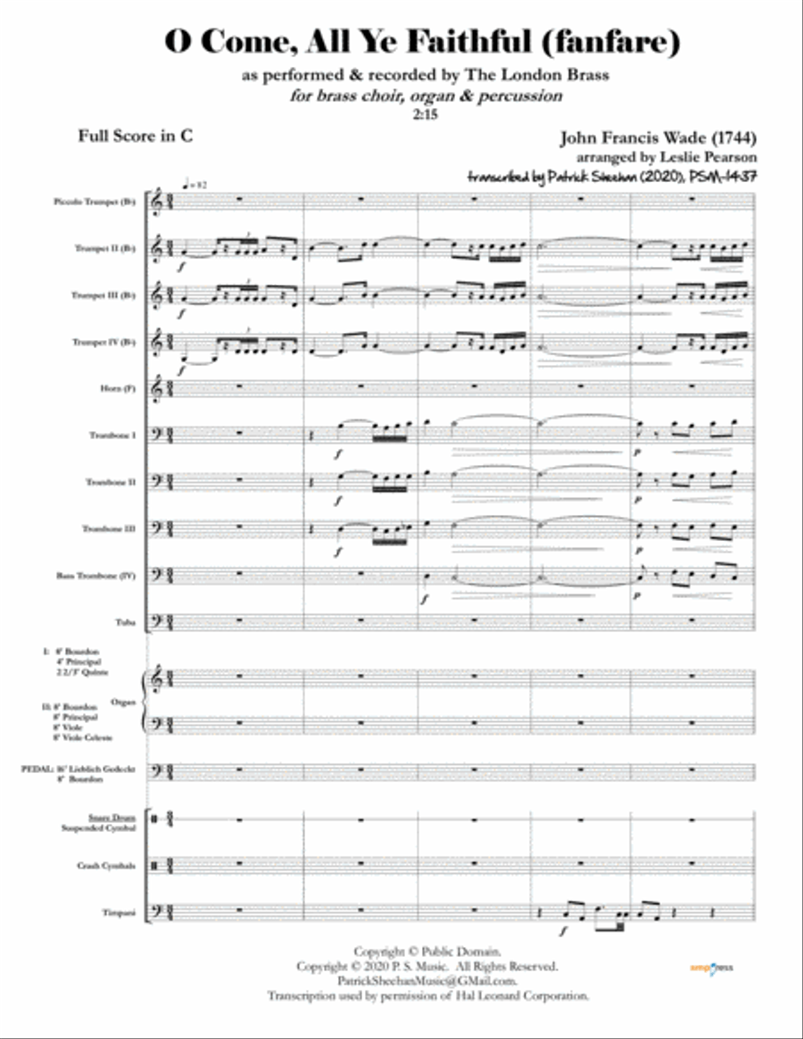 O Come, All Ye Faithful [London Brass] (full score & set of parts) Small Ensemble scores gallery preview page 1