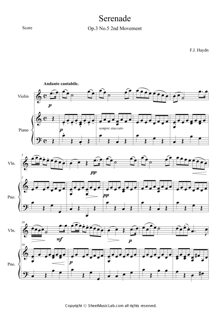 Serenade for Strings Op. 3 No. 5: 2nd Movement image number null