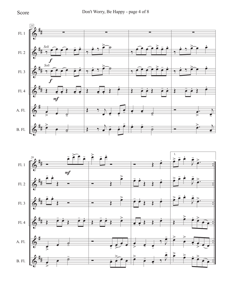 Don't Worry, Be Happy Woodwind Quintet scores gallery preview page 4