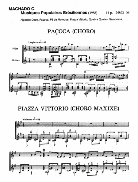 Musiques Populaires Bresiliennes by Celso Machado Flute - Sheet Music