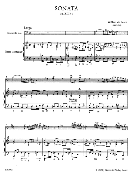 Sonata for Violoncello and Basso continuo in D minor, op. 13/4