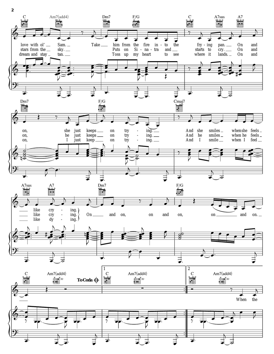 On And On Piano, Vocal, Guitar scores gallery preview page 2