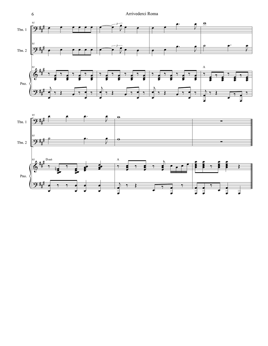 Arrivederci Roma (goodbye To Rome) Trombone Duet scores gallery preview page 6