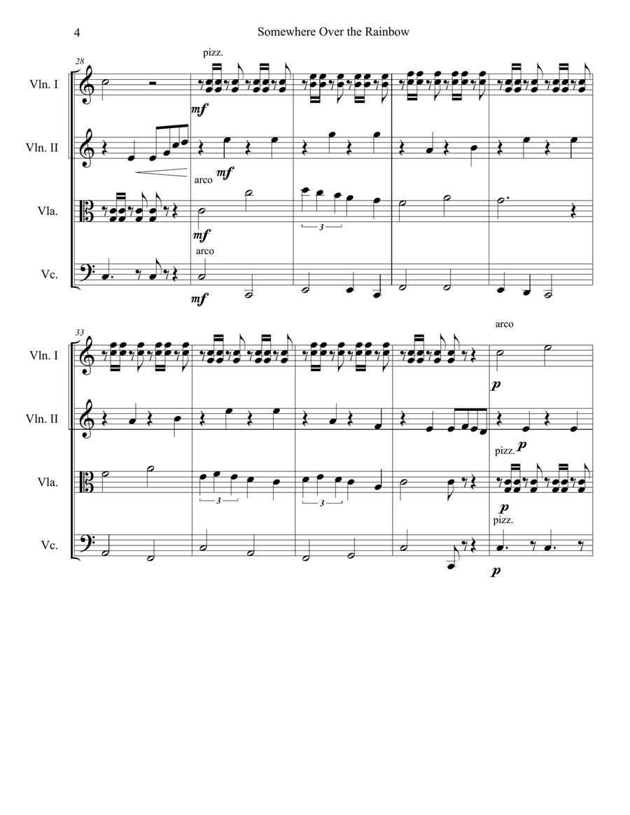 Over The Rainbow (from The Wizard Of Oz) String Quartet scores gallery preview page 4