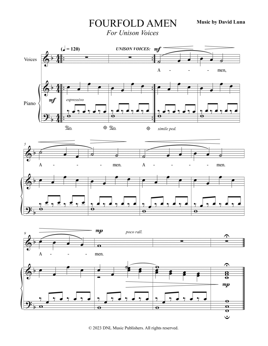 Fourfold Amen Fourfold Amen Voice scores gallery preview page 1