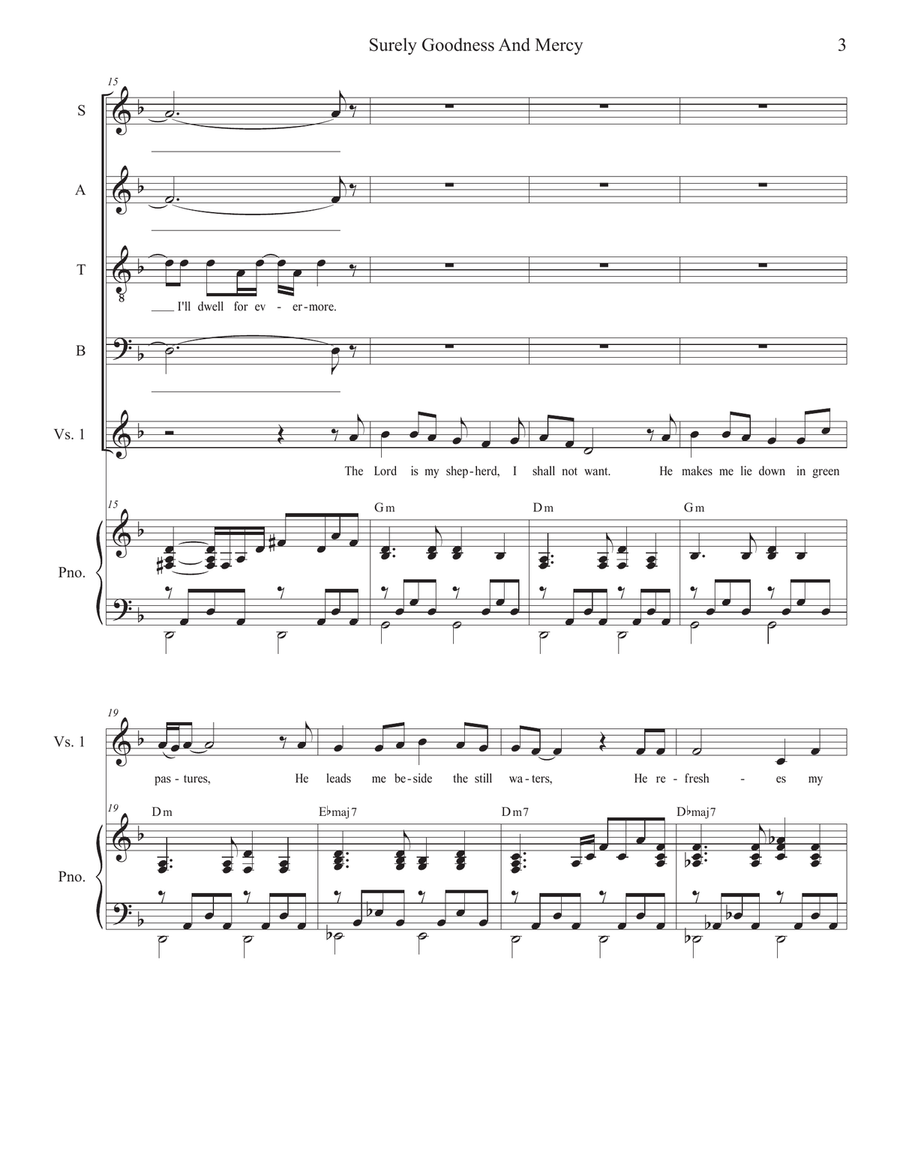 Surely Goodness And Mercy (Vocal Quartet - (SATB) 4-Part scores gallery preview page 3