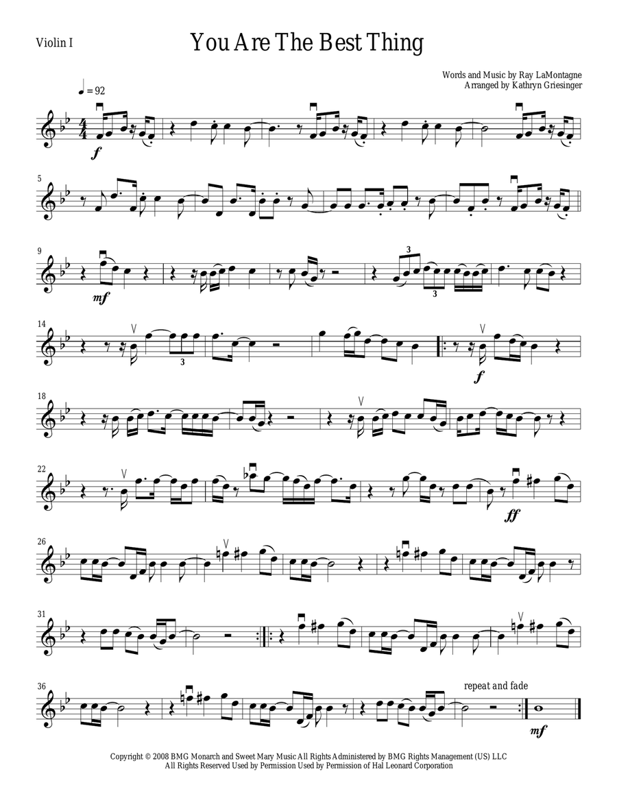You Are The Best Thing String Quartet scores gallery preview page 1