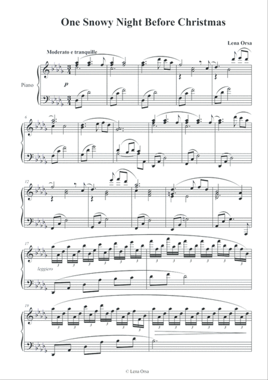 One Snowy Night Before Christmas Easy Piano scores gallery preview page 2