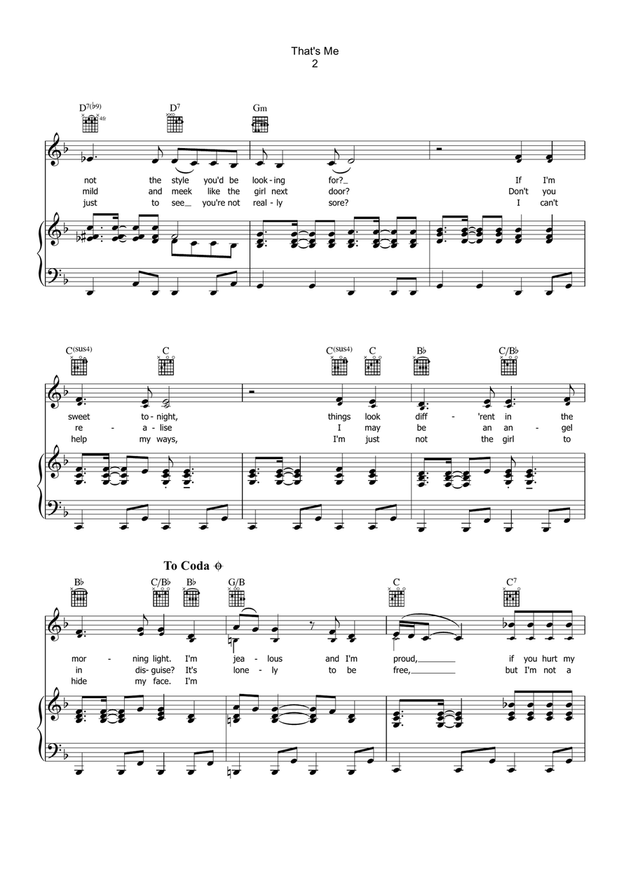 That's Me Piano, Vocal, Guitar scores gallery preview page 2