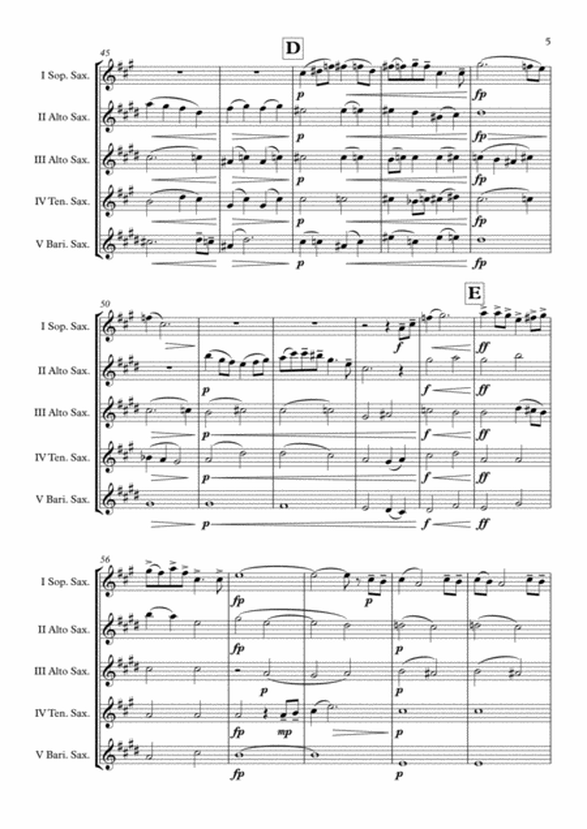 Two Elegiac Melodies "II. Last spring" (Edvard Grieg) Saxophone Quintet arr. Adrian Wagner image number null