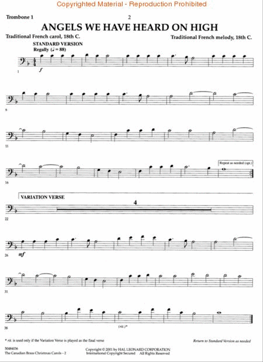 The Canadian Brass Christmas Carols Trombone scores gallery preview page 2