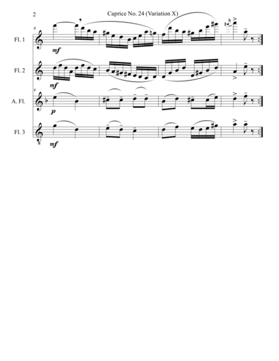 Paganini Caprice 24 Variation X for flute quartet version image number null