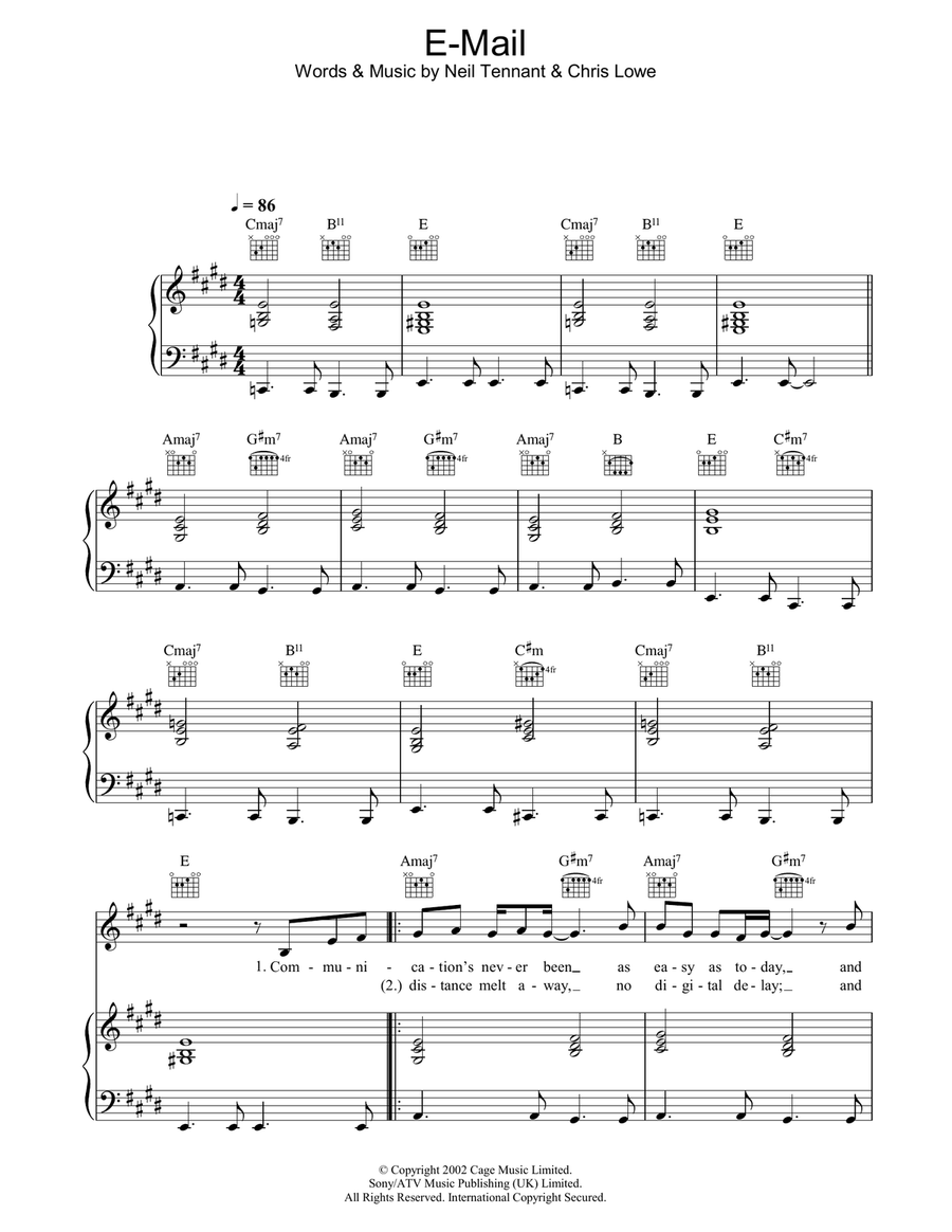 E-Mail E-Mail Piano, Vocal, Guitar scores gallery preview page 1