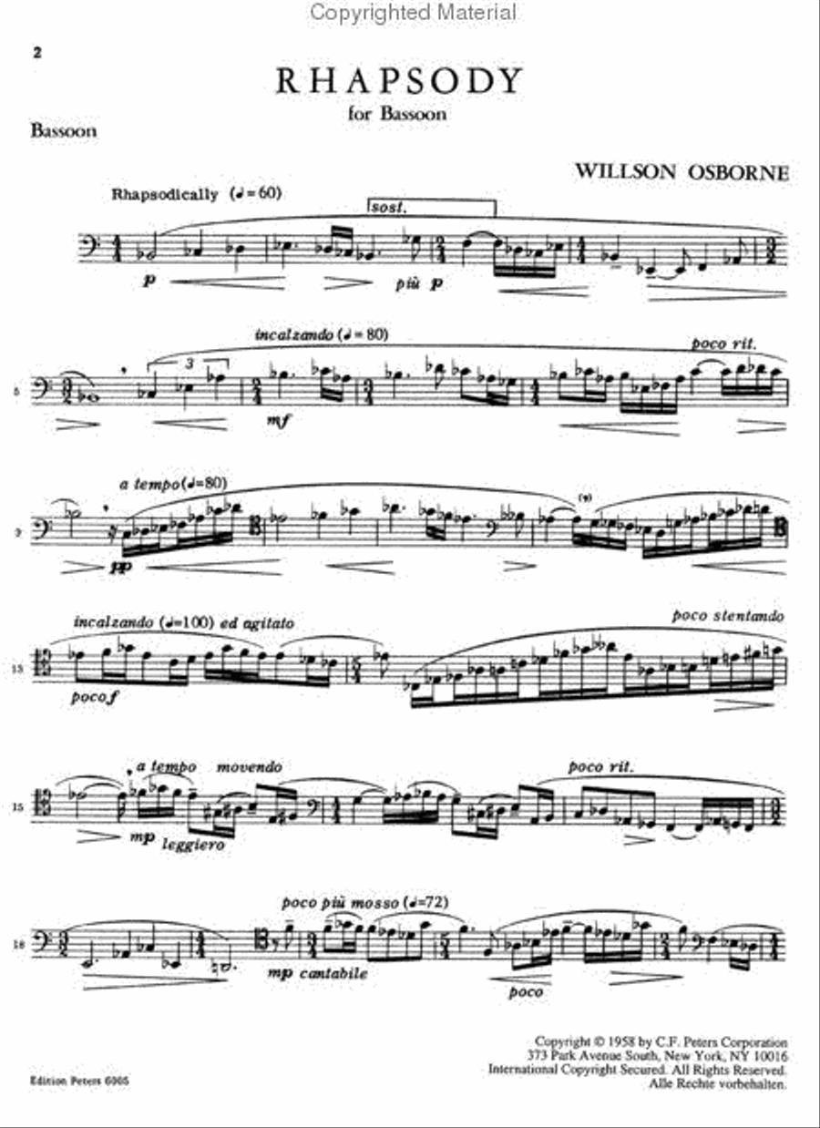 Rhapsody for Bassoon Solo