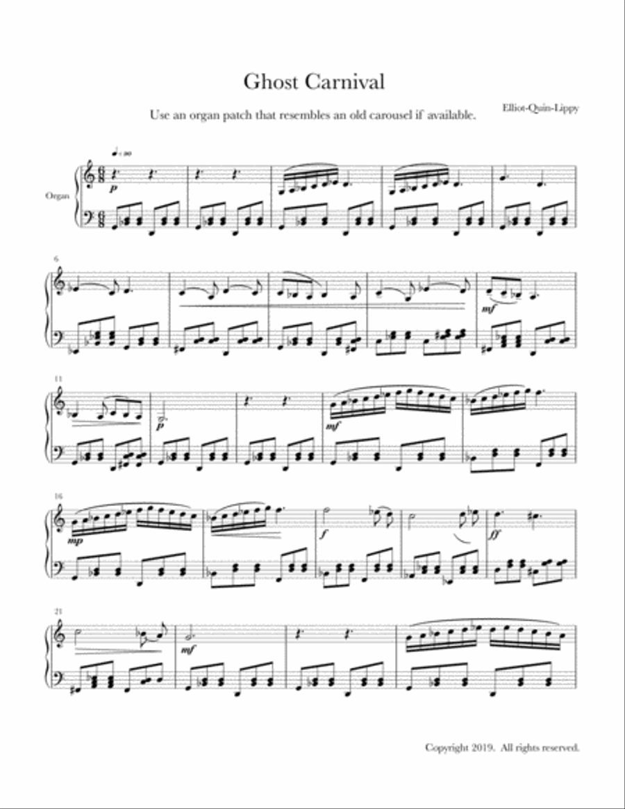 Ghost Carnival Ghost Carnival Piano Solo scores gallery preview page 1