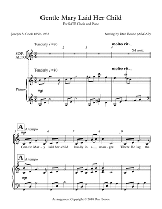 Gentle Mary Laid Her Child (SATB, Piano))