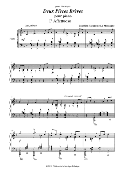 Joachim Havard de la Montagne: Deux Pièces Brèves for piano Easy Piano - Digital Sheet Music