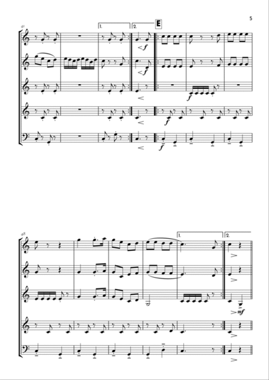 A-Hunting We Will Go Woodwind Quintet scores gallery preview page 5