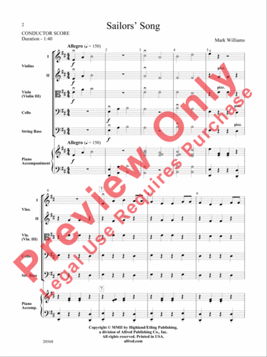 Sailor's Song Sailor's Song String Orchestra scores gallery preview page 3