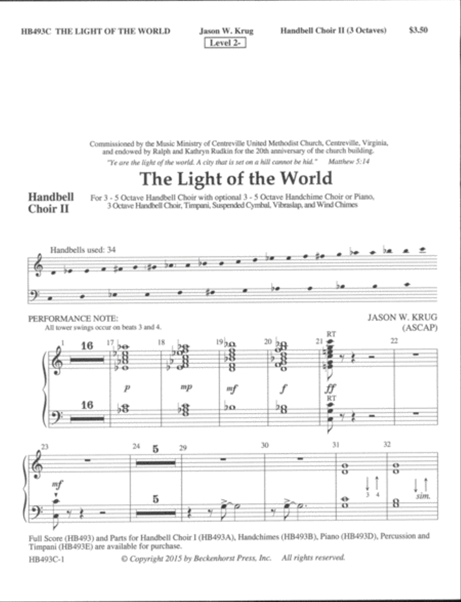 The Light of the World - handbell choir II Handbell Choir scores gallery preview page 2