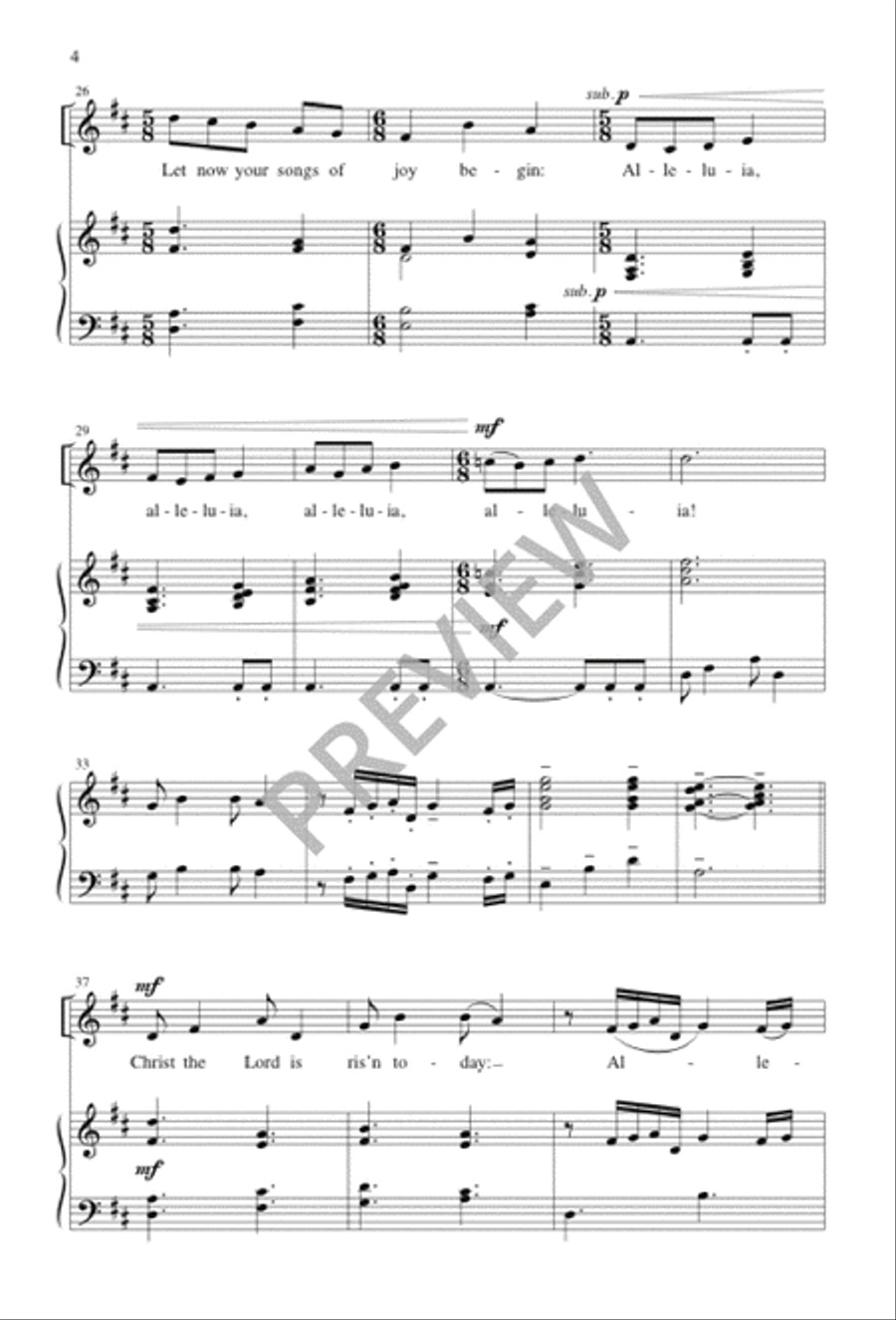 An Easter Alleluia Unison Choir scores gallery preview page 5