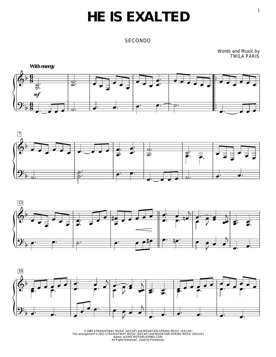 He Is Exalted He Is Exalted Piano Duet scores gallery preview page 1